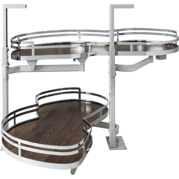 Hardware Resources 21" Polished Chrome and Walnut Blind Corner Swingout for Openings on the Left of the Blind BCSO221PCWD-LH